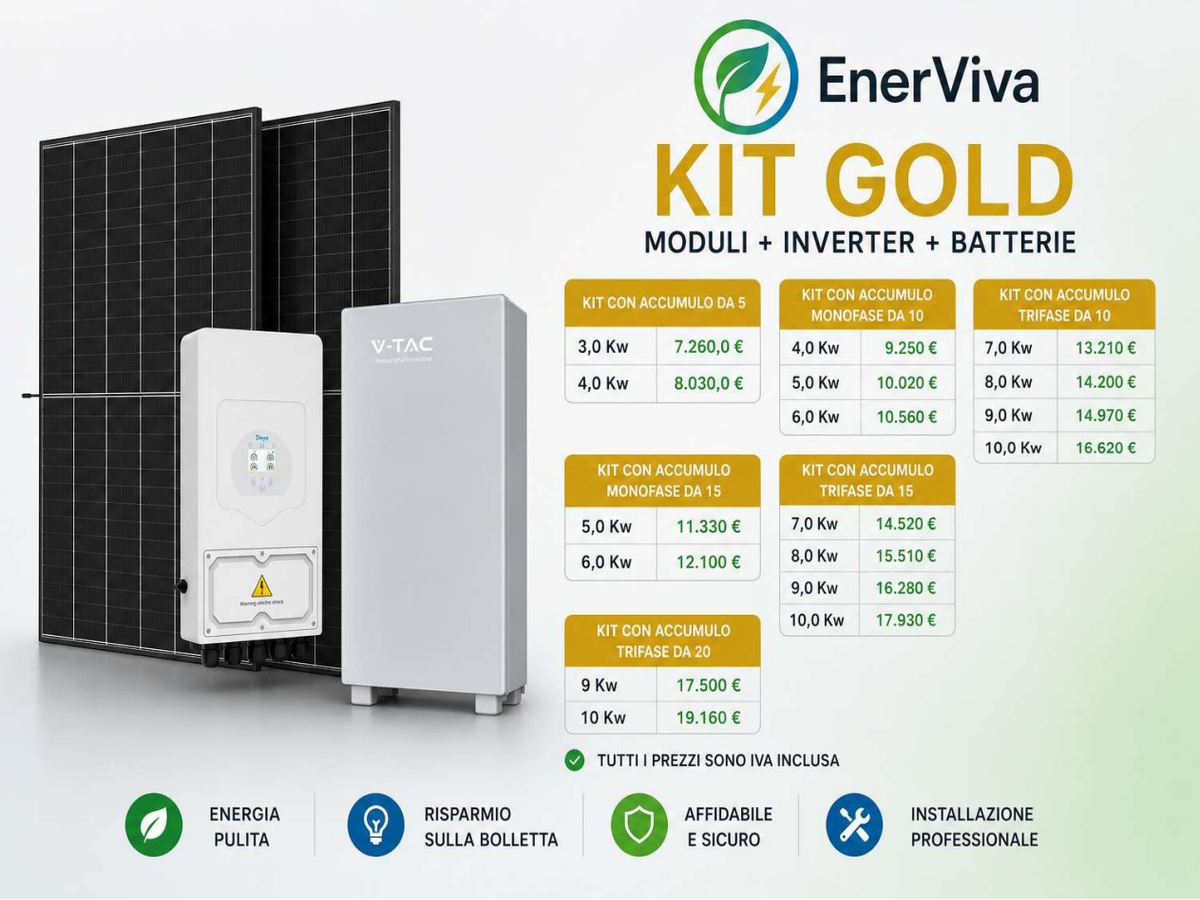 Kit Gold 6 kW con accumulo monofase 10 kWh